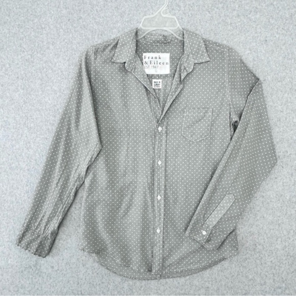 Frank & Eileen Gray Polka Dot Button Down Shirt